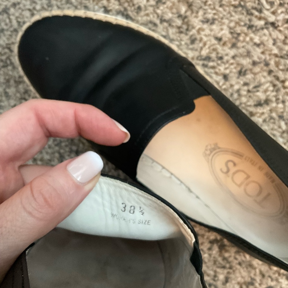 Tod’s Espadrille black leather Slip Ons - size 38.5 - Picture 7 of 10